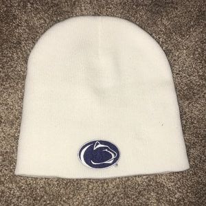 White Penn State plain winter hat